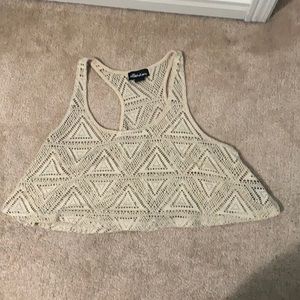 Cream Mesh Crop Top